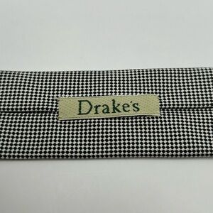 Drakes Black and White Checkered Tie